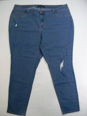 AQ Denim Distressed Skinny Jeans Women’s Plus Size 22W Medium Wash Stretch